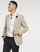 Asos Design Wedding Super Skinny Blazer In Beige Wool Mix Twill-neutral