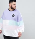 Asos Design Plus Oversized Long Sleeve T-shirt With Pastel Color Block And Numerals Chest Print - Multi