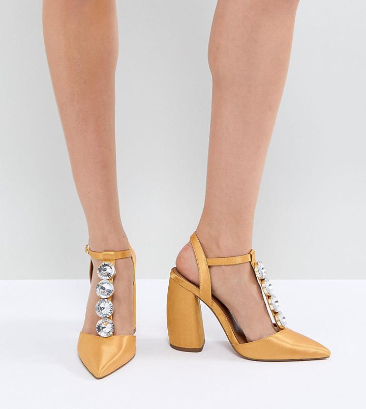 Asos Peacock Embellished High Heels - Yellow