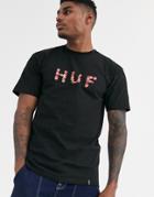 Huf Verdant T-shirt With Floral Logo In Black