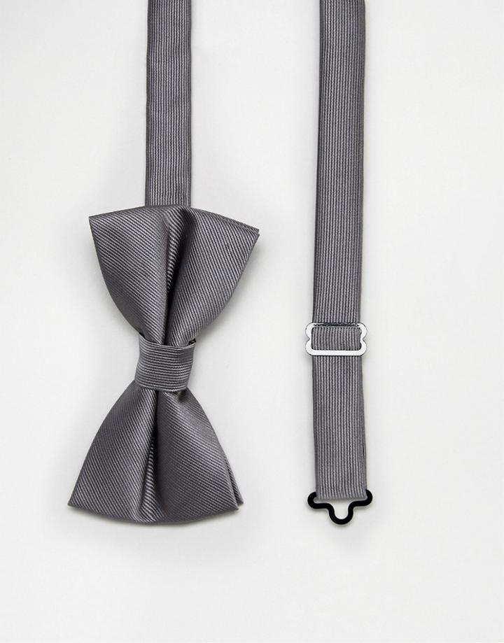 Asos Bow Tie In Charcoal - Gray