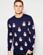Asos Holidays Sweater With Cashmere - Navy