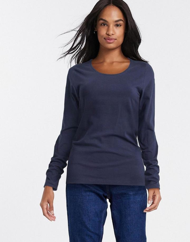 Jdy Ava Long Sleeve Top In Navy