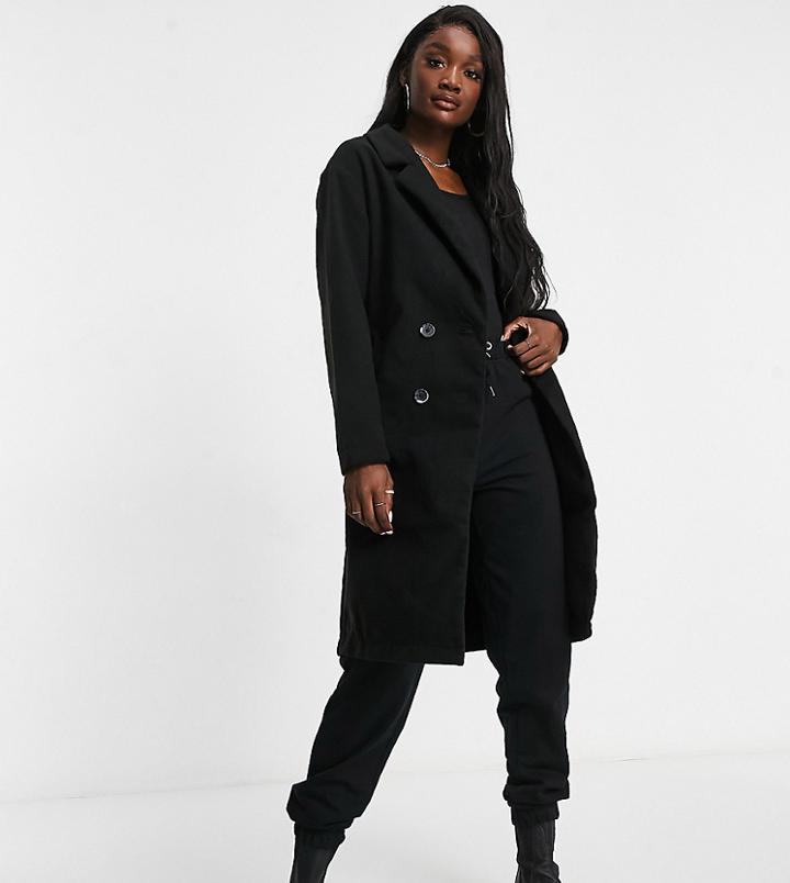 Threadbare Tall Sophie Black Overcoat
