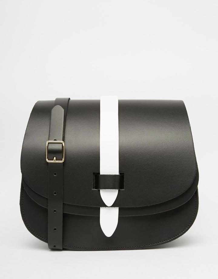 Lost Property Of London Arlington Saddle Bag - Black With White Str