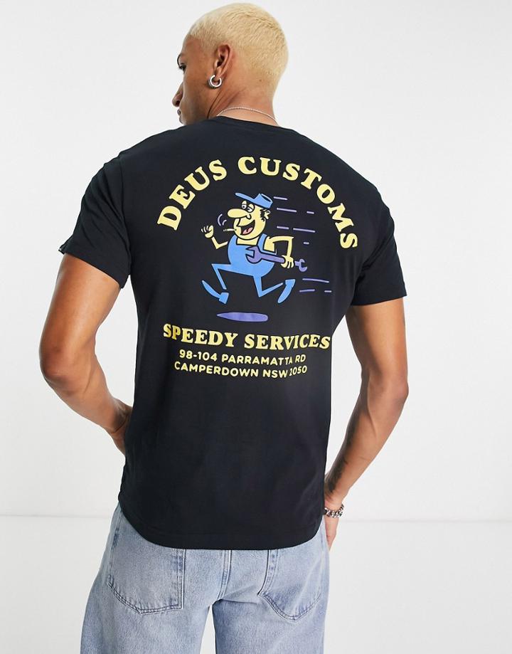 Deus Ex Machina Speedy Back Print T-shirt In Black