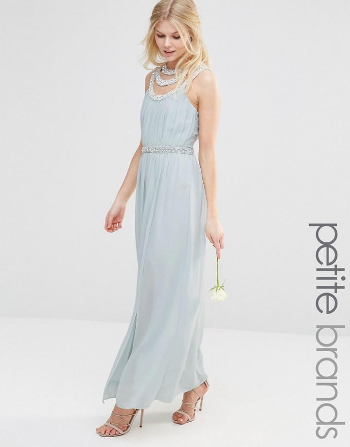 Tfnc Petite High Neck Embellished Maxi Dress - Green