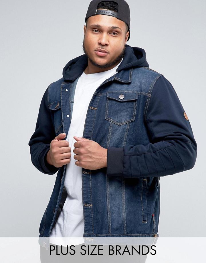 Duke Plus Denim Jacket With Jersey Sleeves - Blue