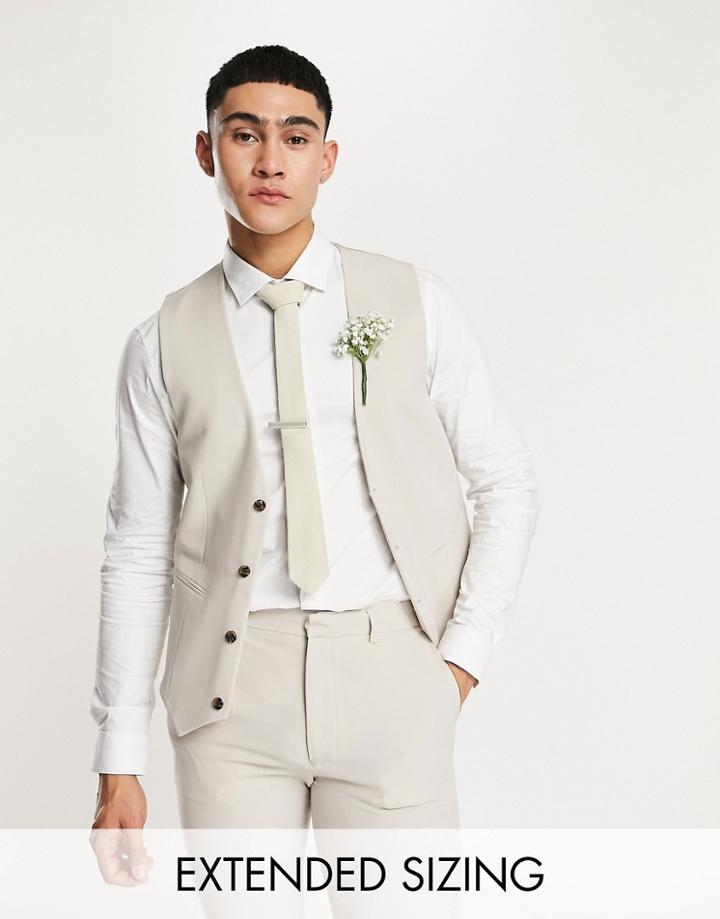 Asos Design Super Skinny Suit Vest In Stone-neutral