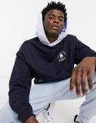 Asos Design Oversized Hoodie In Navy & Blue Color Blocking With Chest Print-purple