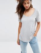 Asos Knitted U Neck T-shirt - Gray