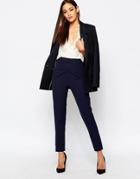 Missguided Wrap Front Highwaisted Cigarette Trouser - Navy