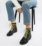 New Look Contrast Lace Hiker Flat Boot-black