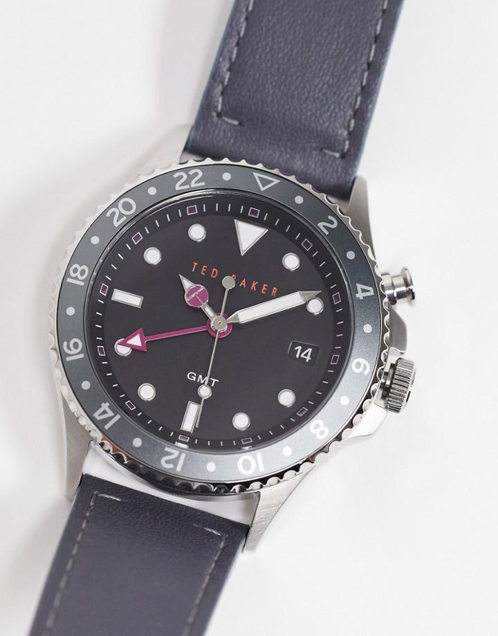 Ted Baker Stainless Steel Watch With Leather Strap-grey