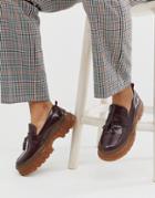 Asos Design Loafers In Burgundy Faux Leather With Gum Sole - Red