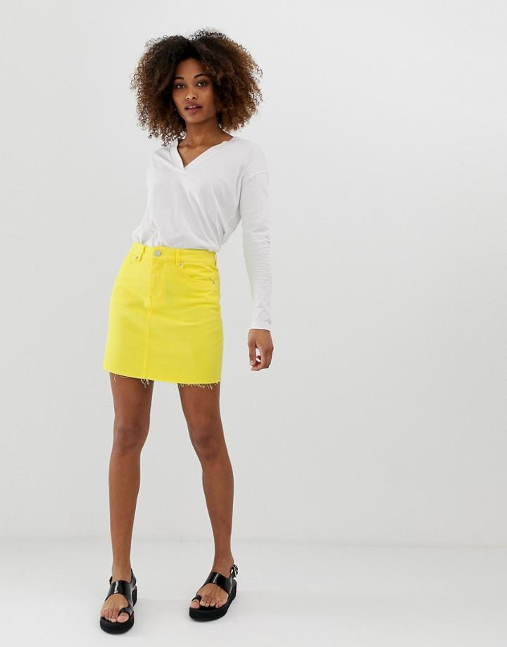 Noisy May Denim Mini Skirt-yellow
