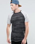 Brave Soul Raglan Sleeve T-shirt In Marl - Black