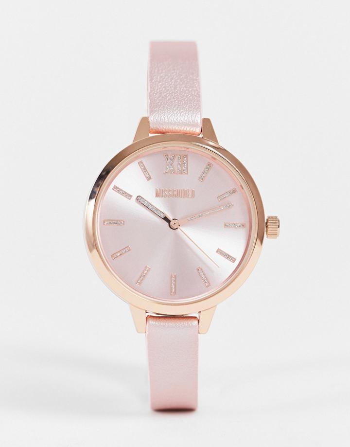 Missguided Rose Gold Watch With Sparkly Strap