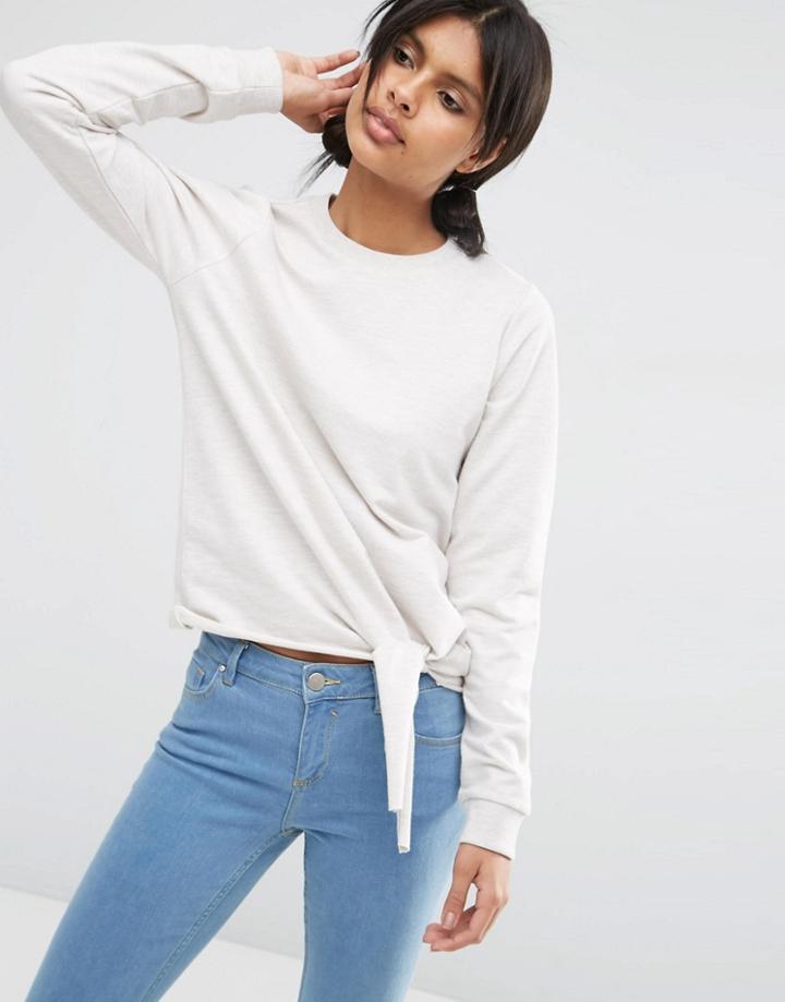 Asos Sweat With Knot Detail - Beige