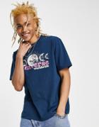 Asos Design Relaxed T-shirt In Navy With Celestial Front Print