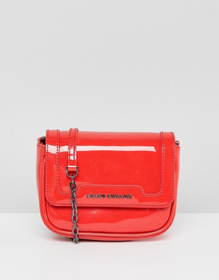 Armani Exchange Red Chain Strap Cross Body Bag - Red