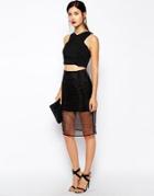 Finders Keepers Stand Still Skirt With Sheer Overlay - Black
