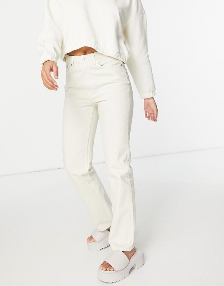 Weekday Voyage Organic Cotton High Waist Straight Leg Jeans In Ecru-white