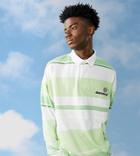 Asos Daysocial Oversized Rugby Shirt With Woven Twil Collar In Green Stripe