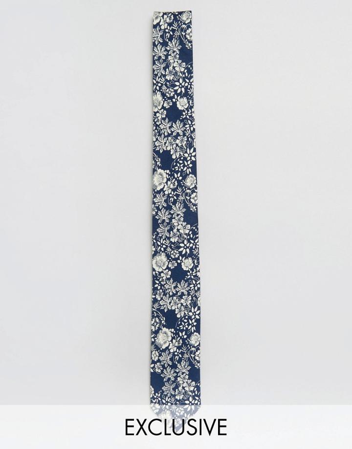 Noose & Monkey Floral Tie - Navy