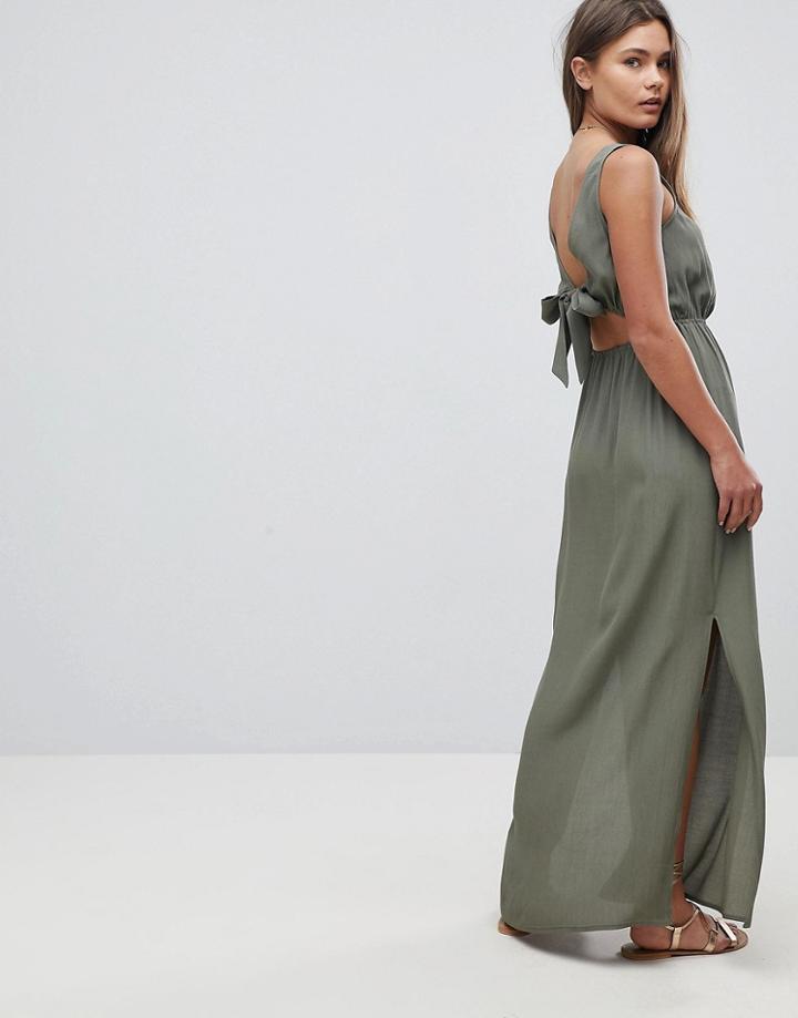 Asos Bow Back Maxi Dress - Green