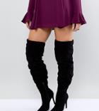 New Look Wide Fit Thigh High Heeled Boot - Black