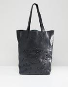Urbancode Real Leather Shopper With Tonal Beads - Black