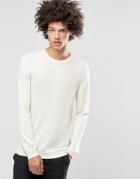 Asos Cable Sweater In Merino Wool Mix - White