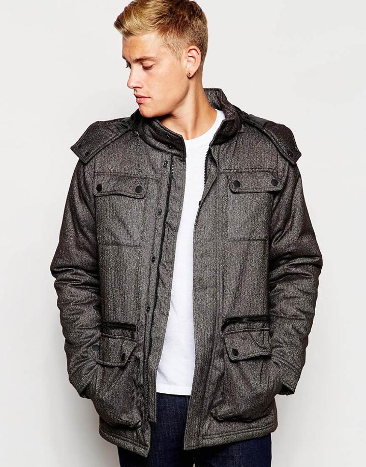 Brave Soul Four Pocket Hooded Jacket - Gray