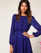 Asos Petite Workwear Double Skirt Dress-blue