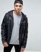 11 Degrees Windbreaker Jacket In Black With Camo - Black