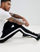 Asos Design Super Skinny Jeans In Black With White Side Stripe - Black