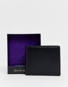 Smith & Canova Leather Wallet With Orange Lining-black