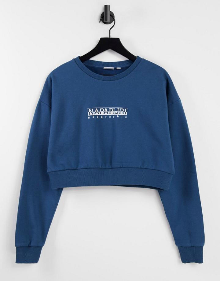 Napapijri Box Cropped Sweatshirt In Navy