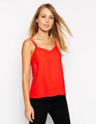 Asos Woven Cami Top With Double Straps - Red