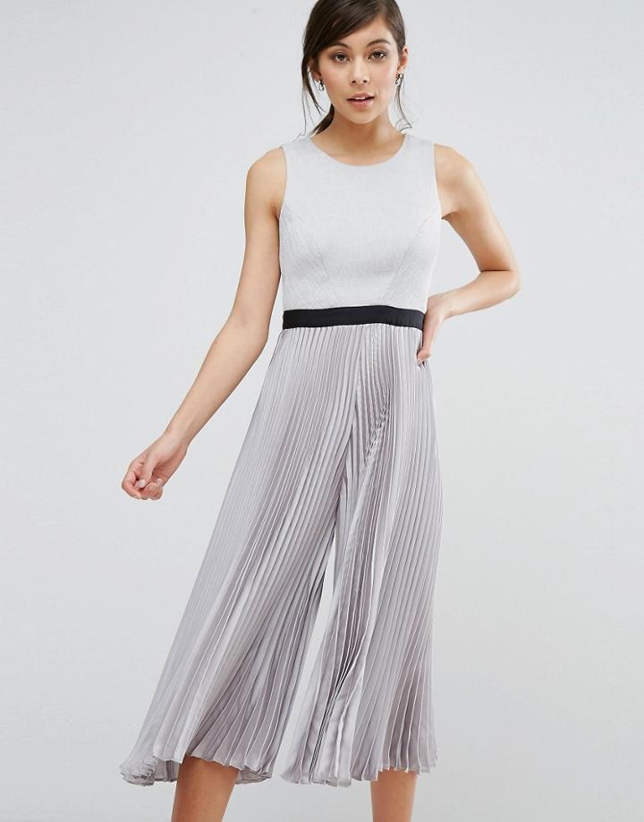 Coast Jenna Pleated Culotte Jumpsuit - Silver
