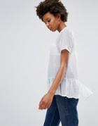 Ichi T-shirt With Peplum Hem - White