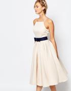 Chi Chi London High Neck Midi Prom Dress With Full Skirt - Pastel Parchment