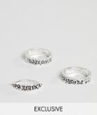 Reclaimed Vintage Inspired Silver Band Rings In 3 Pack Exclusive To Asos - Silver