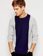 Asos Sweater In Cotton With Color Block Detail