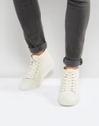Asos Mid Top Sneakers In Off White Cord - Cream
