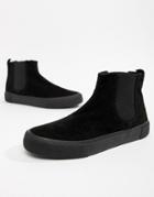 Asos Design Chelsea Sneakers In Black Faux Suede - Black