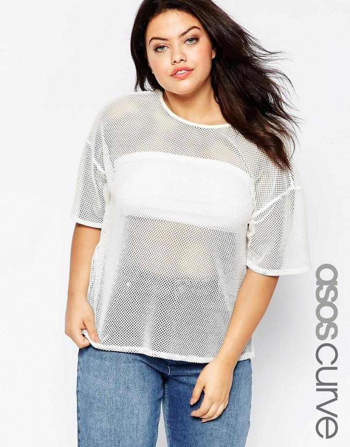 Asos Curve Oversized Mesh Tee - White