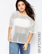 Asos Curve Oversized Mesh Tee - White