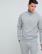 Farah Jim Slim Fit Quarter Zip Neck Sweat In Gray